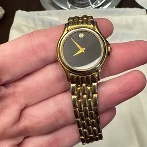 Movado Women’s Swiss Gold Plated  Watch with Black Dial